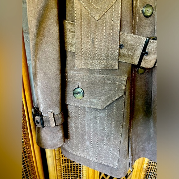 Men’s vintage suede leather coat - size 40 - Picture 2 of 15